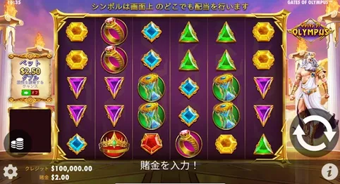 ミラクルカジノのおすすめスロット:ゲーツオブオリンパス
