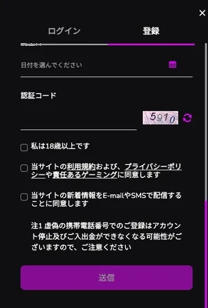 ワンダーカジノの登録方法4