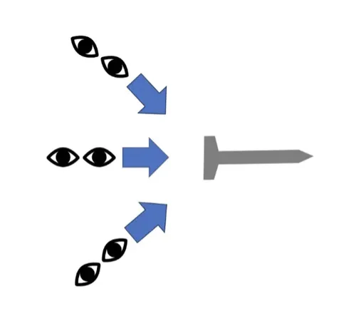 パチンコ釘の見方：釘を見る角度解説図