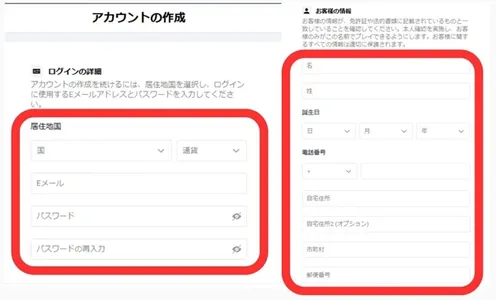 ピナクルカジノの登録画面2