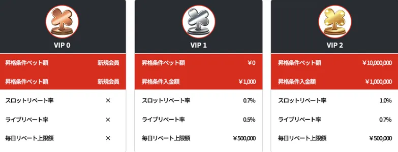 7スピンカジノ(7SPIN)のVIPプログラム